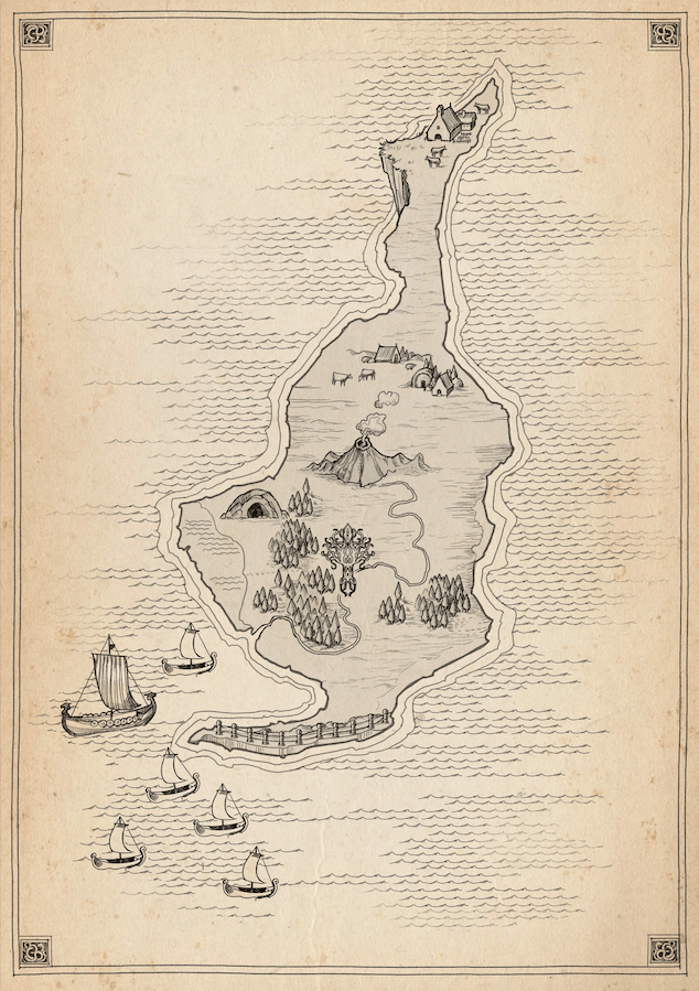 A map of Yondersaay in A Viking Legend